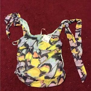 FREE PEOPLE SZ XS NWT MINT COMBO TANK BLOUSE